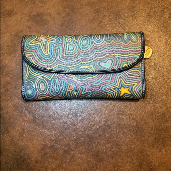 EUC Dooney & Bourke Multicolor Rainbow Pattern Leather Wallet - Picture 1 of 15